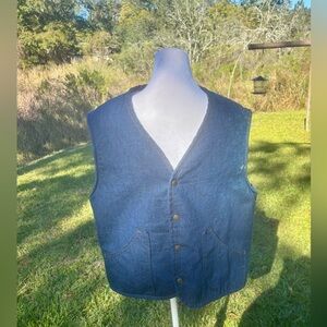 Key Imperial Denim Sherpa Lined Vest Vintage 70s Men’s Size Large